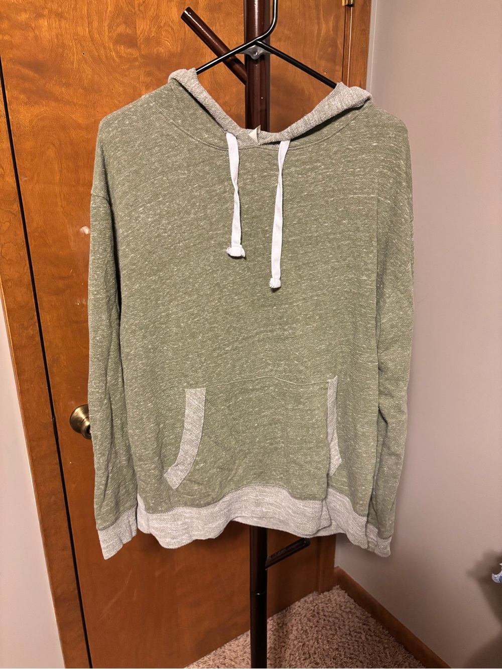 Unisex Olive Green Hooded Pullover Sweater